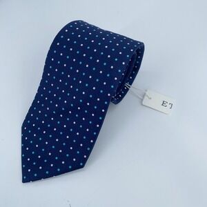 Eton Tie Mens One Size Blue White Dotted Silk Professional Necktie England Made